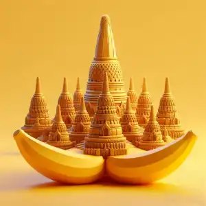 3D banana fruit with borobudur