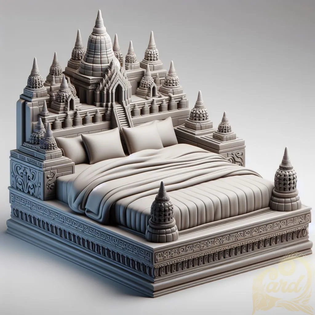 3d bed with borobudur temple