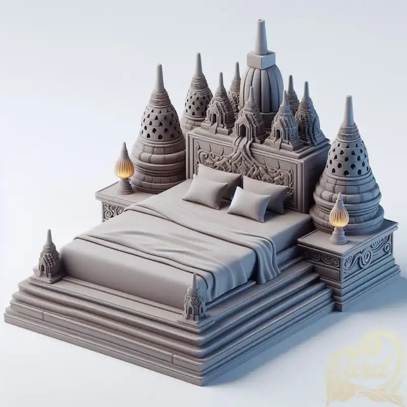 3d bed with borobudur temple
