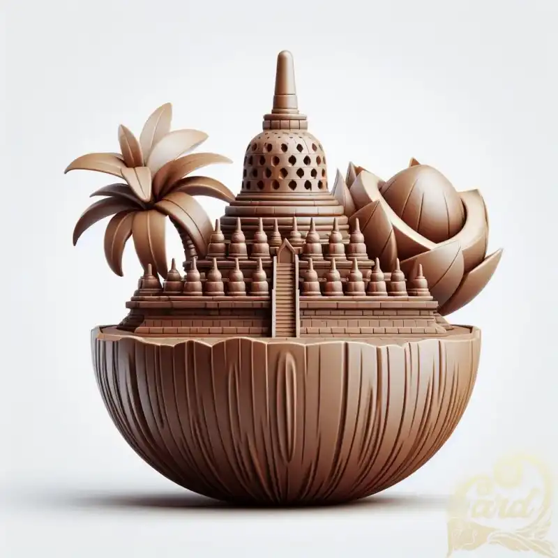 3D coconut fruit borobudur