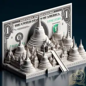 3D dollar bill borobudur