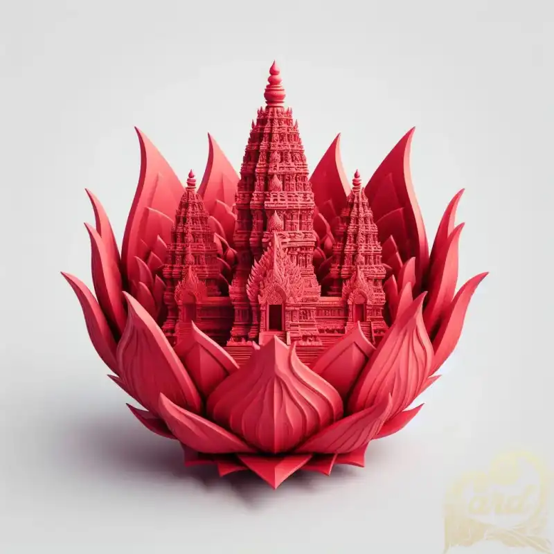 3D dragon fruit with Prambanan