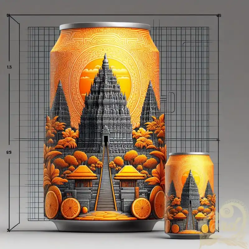 3D drink can design prambanan