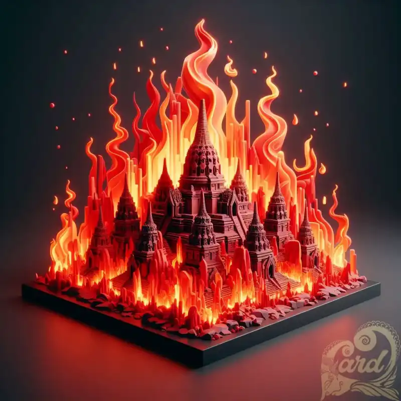 3D lava fire design borobudur