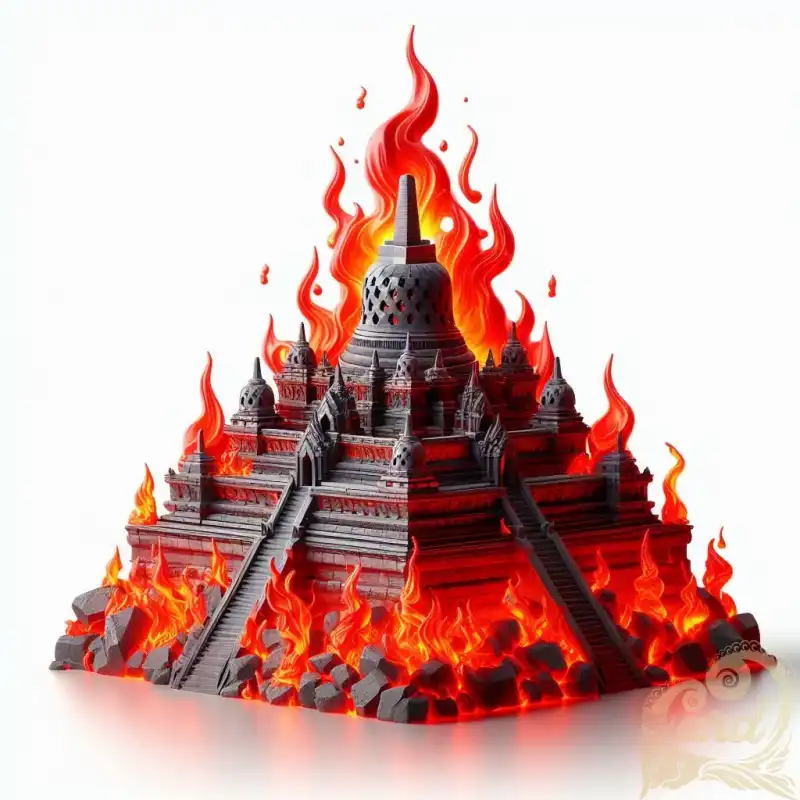 3D lava fire design borobudur