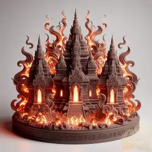 3D lava fire design prambanan