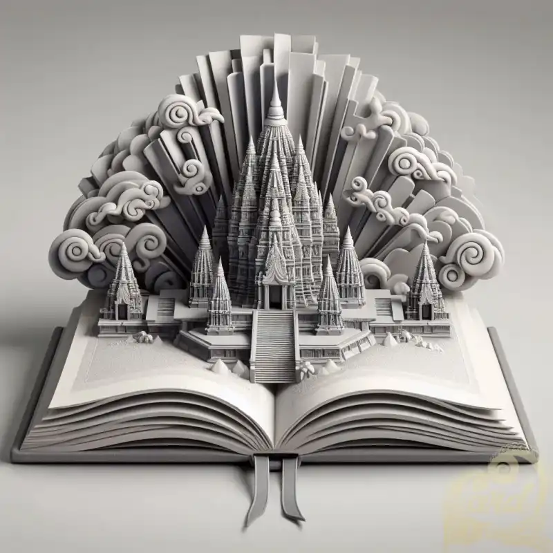 3D open book with prambanan
