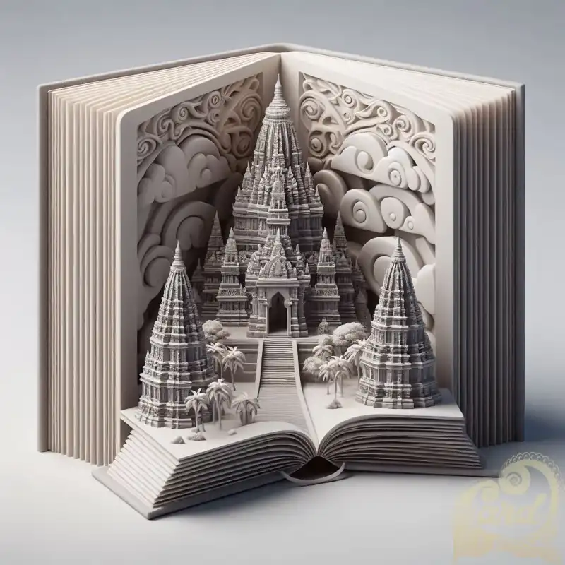 3D open book with prambanan