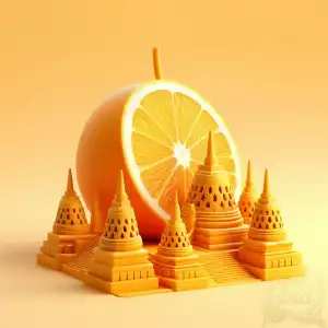 3D orange fruit borobudur