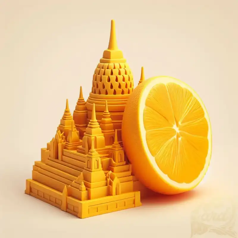 3D orange fruit borobudur