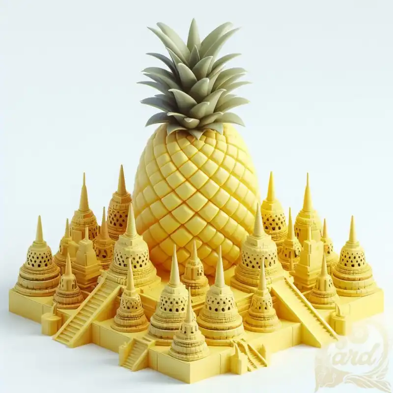 3D pineapple fruit borobudur