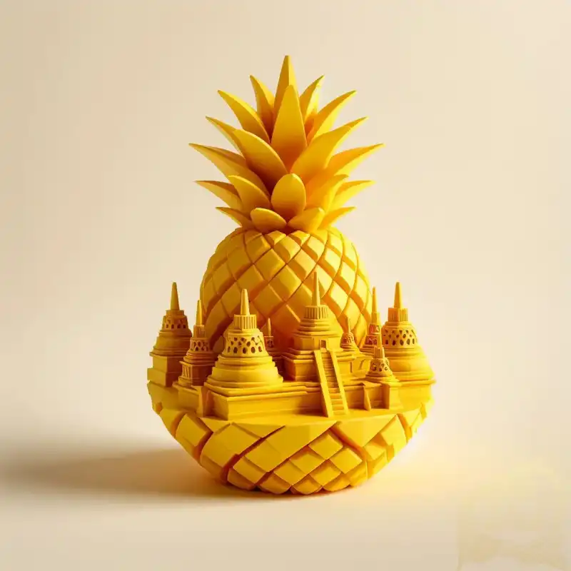 3D pineapple fruit borobudur