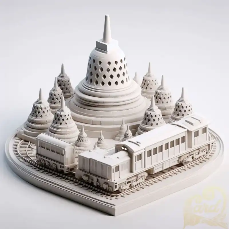 3D train design with borobudur