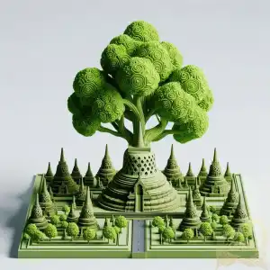 3D tree design with borobudur