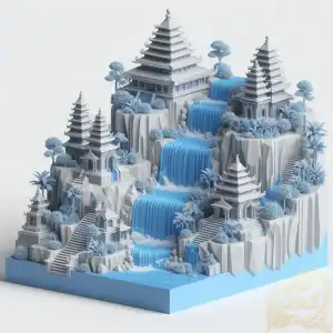 3D waterfall design dieng