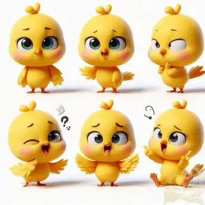 6 different emotions 3d bird