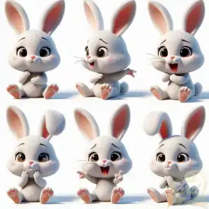 6 different emotions 3d bunny