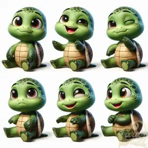 6 different emotions 3d turtle
