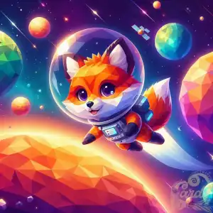a cute fox astronaut