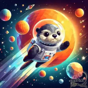 a cute sea otter astronaut