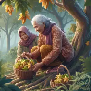 A Grandma Picking Star Fruit