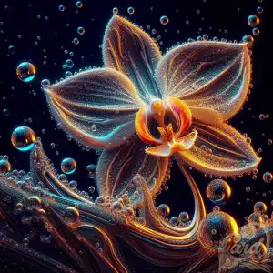 a orchid in water drops