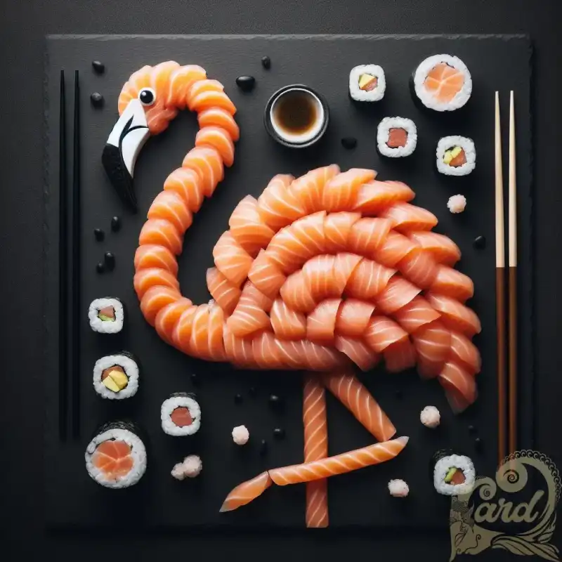 a salmon meat flamingo