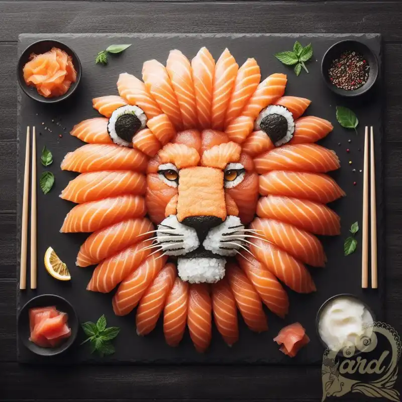 a salmon meat lion