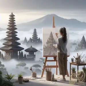 a women is painting dieng
