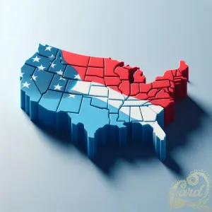 America Blue Red and White Map