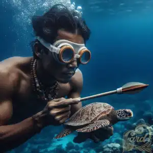 Bajau sea nomads and turtle