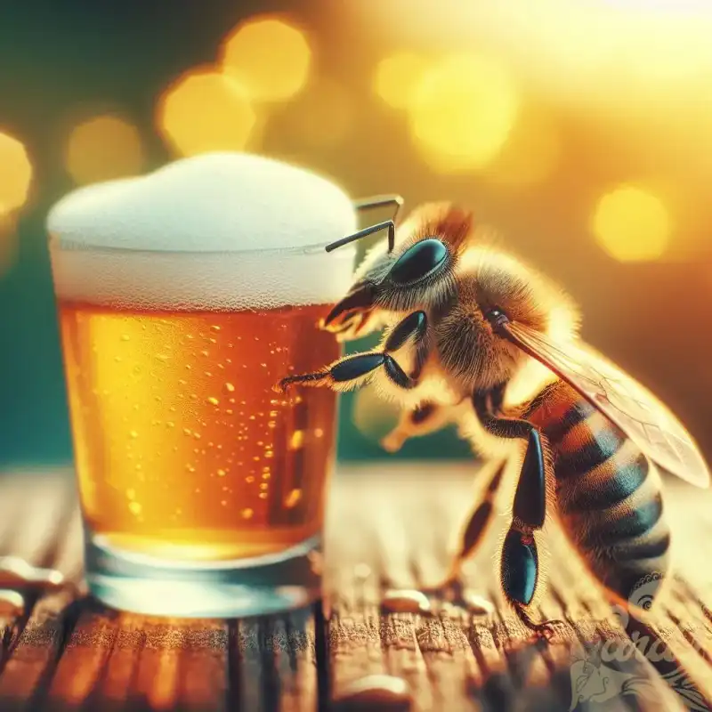 Bee drinking beer