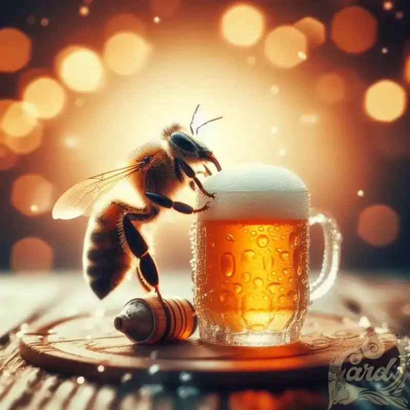Bee drinking beer