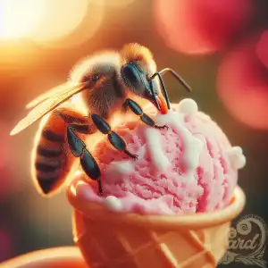 Bee drinking ice cream
