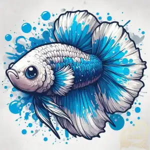 Beta fish blue white