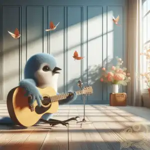 Bird playing guitar