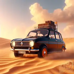 black car in desert