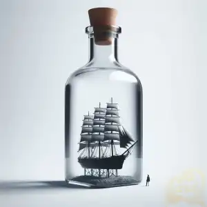 Black ship bottle