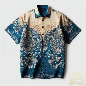 Blue Beige Parang Batik Shirt