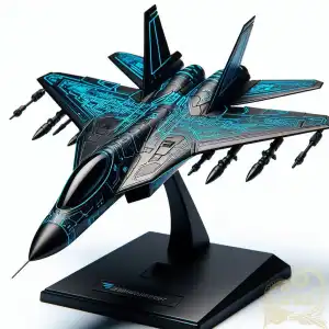 blue fighter jet