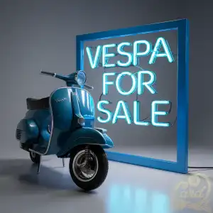Blue Vespa motorbike for sale