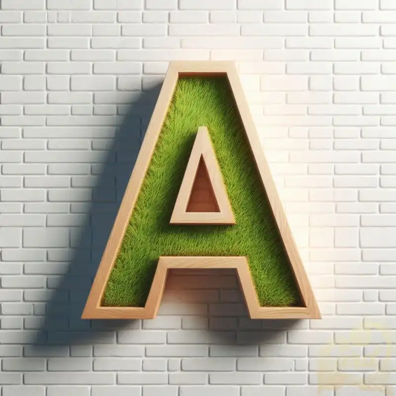 Boxed letter A grass filled