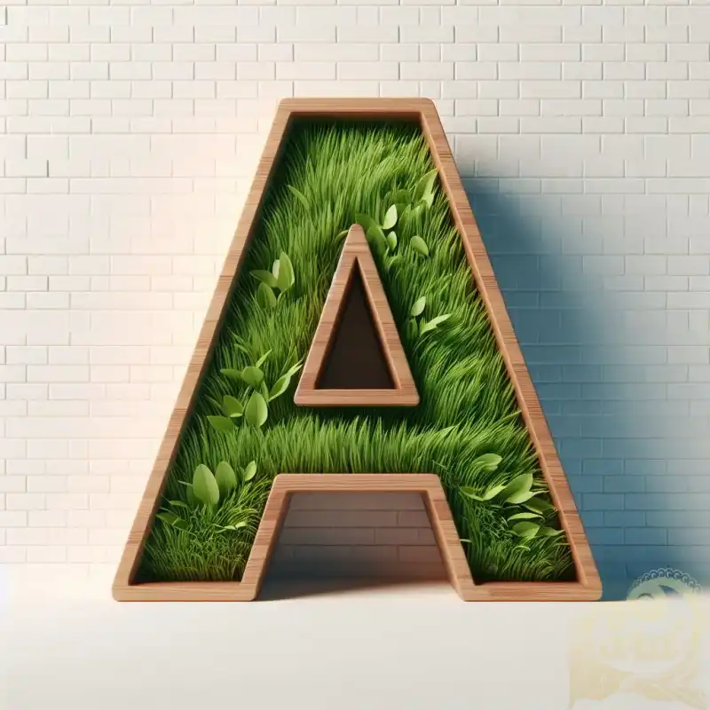 Boxed letter A grass filled