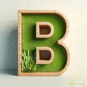 Boxed letter B grass filled