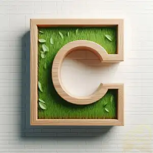 Boxed letter C grass filled