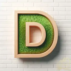 Boxed letter D grass filled
