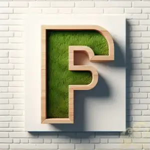 Boxed letter F grass filled