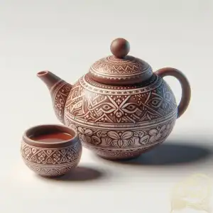 Brown batik teapot 