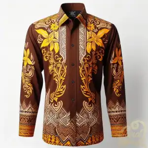 Brown Yellow Parang Batik Shirt