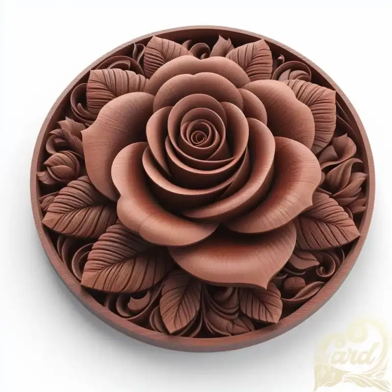 Carved brown rose flower 